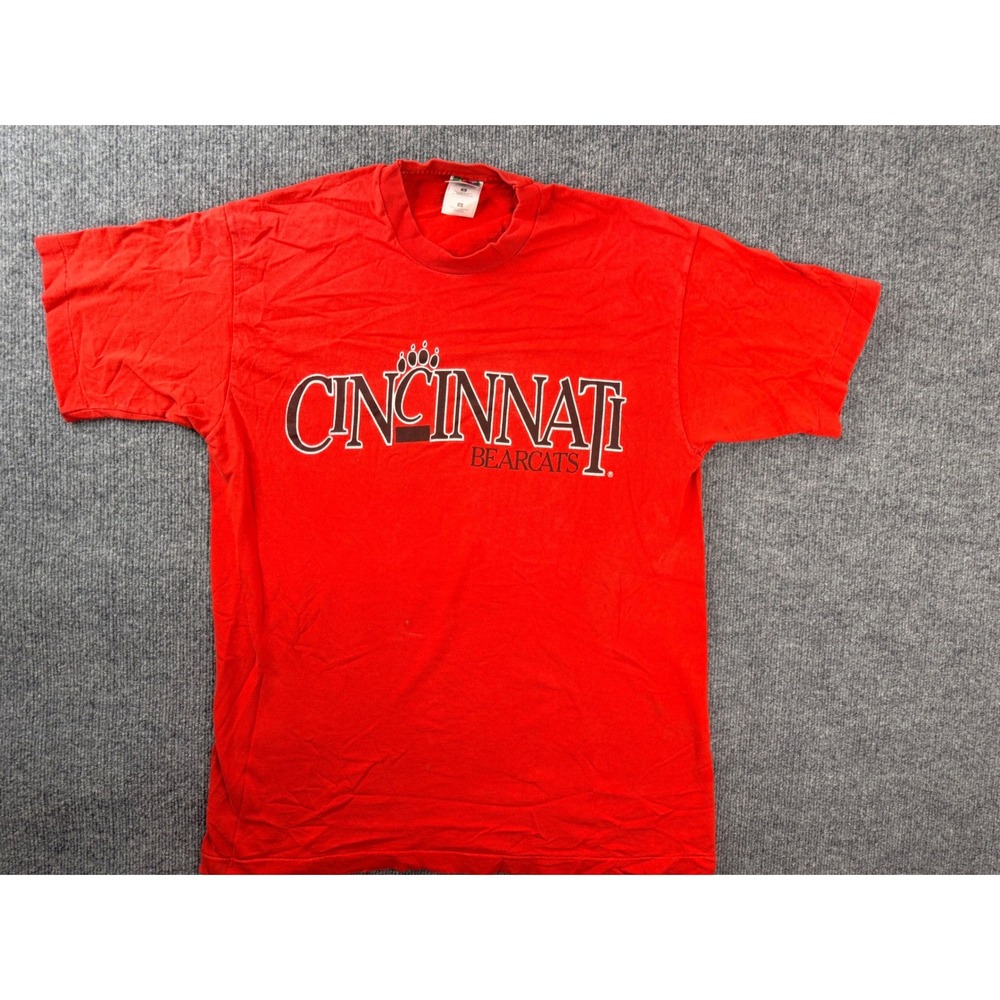 Vintage Fruit of the Loom Cincinnati Bearcats T-Shirt Large Red USA Made Y2K L